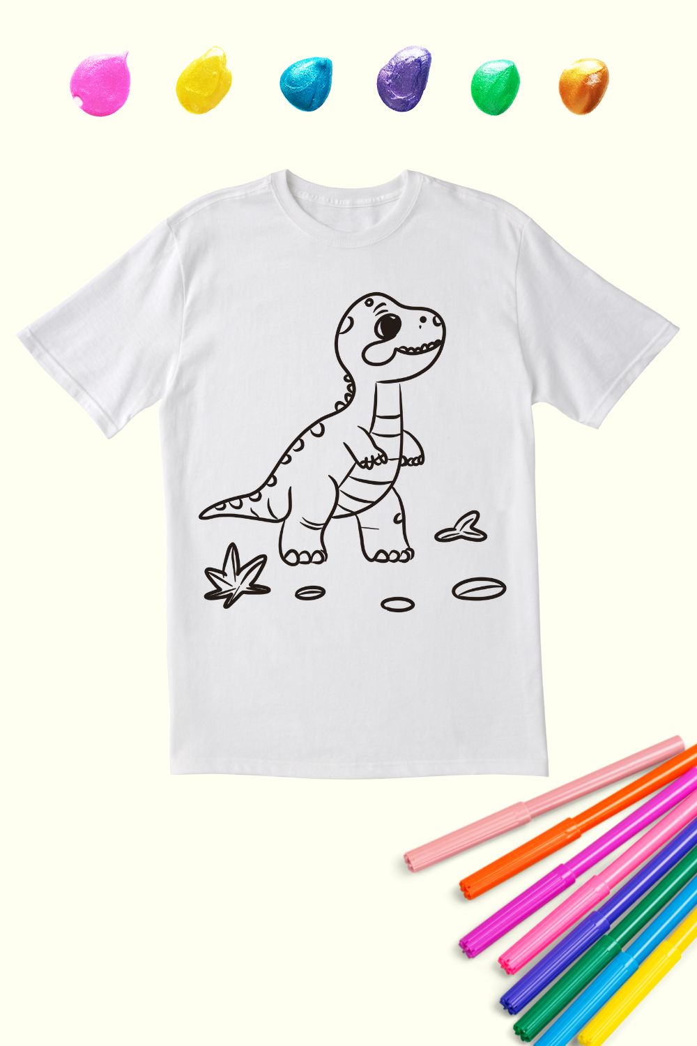 Kids Coloring Cotton Tee | Dinosaur