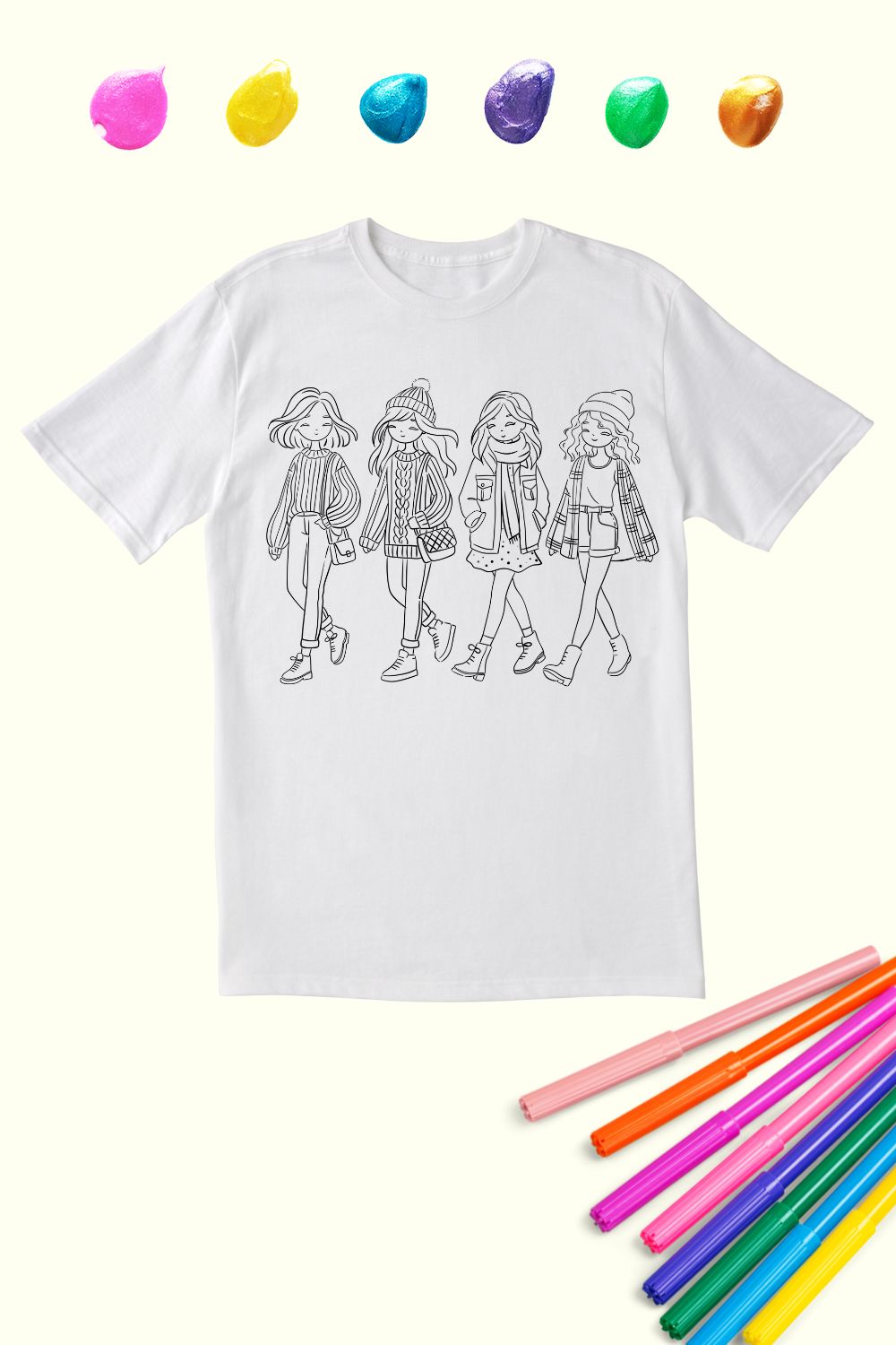 Kids Coloring Cotton Tee | Winter Girls