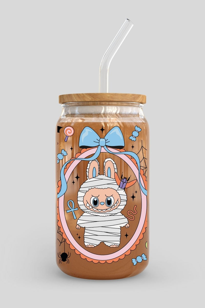 Libbey Glass Cup, Mummy Labubu Halloween