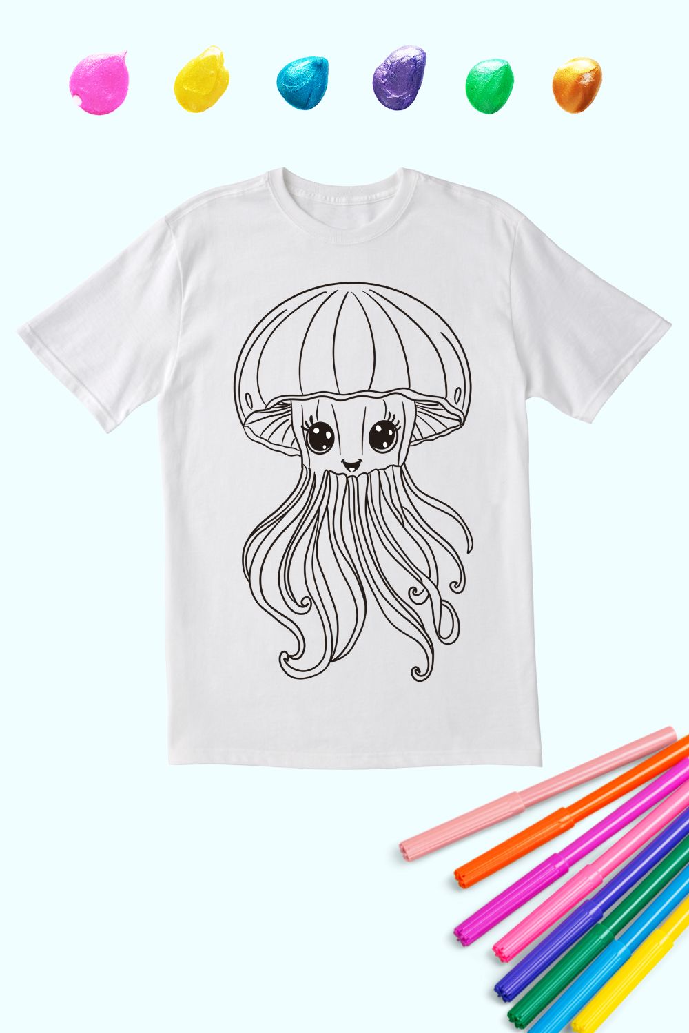 Kids Coloring Cotton Tee | Jelly Fish