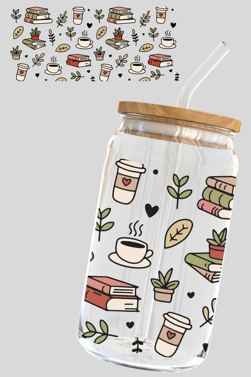 Libbey Glass Cup, Books & Coffee