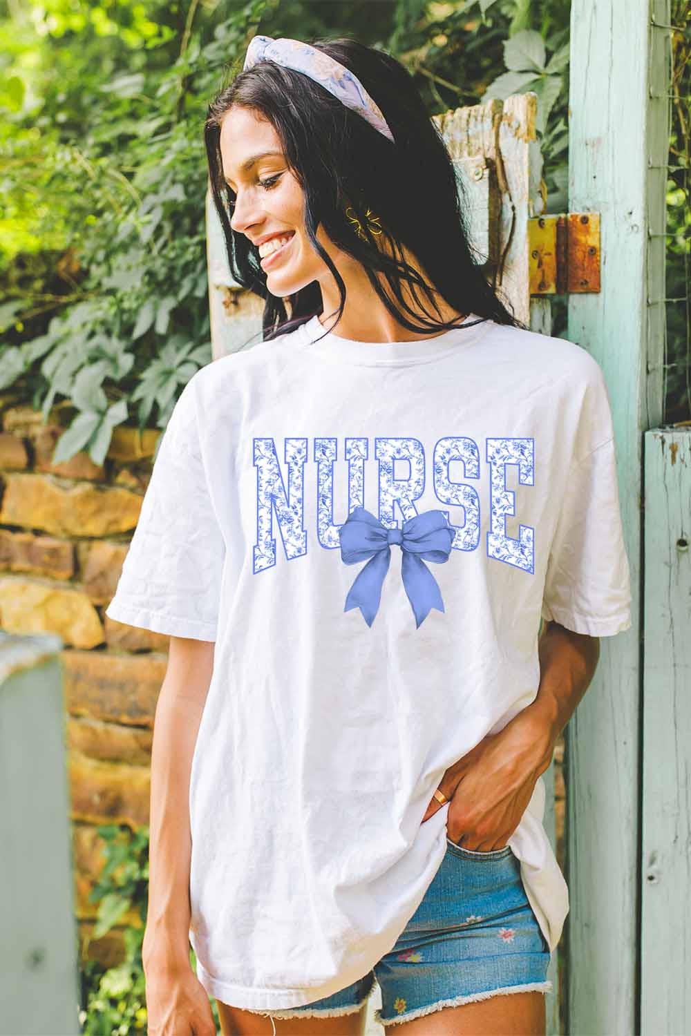 Women Graphic Tee | Nurse Blue